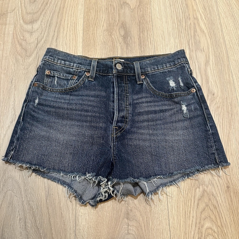 Levi's 501 Shorts Denim Distressed Button Fly Women's Size 28 Western Boho